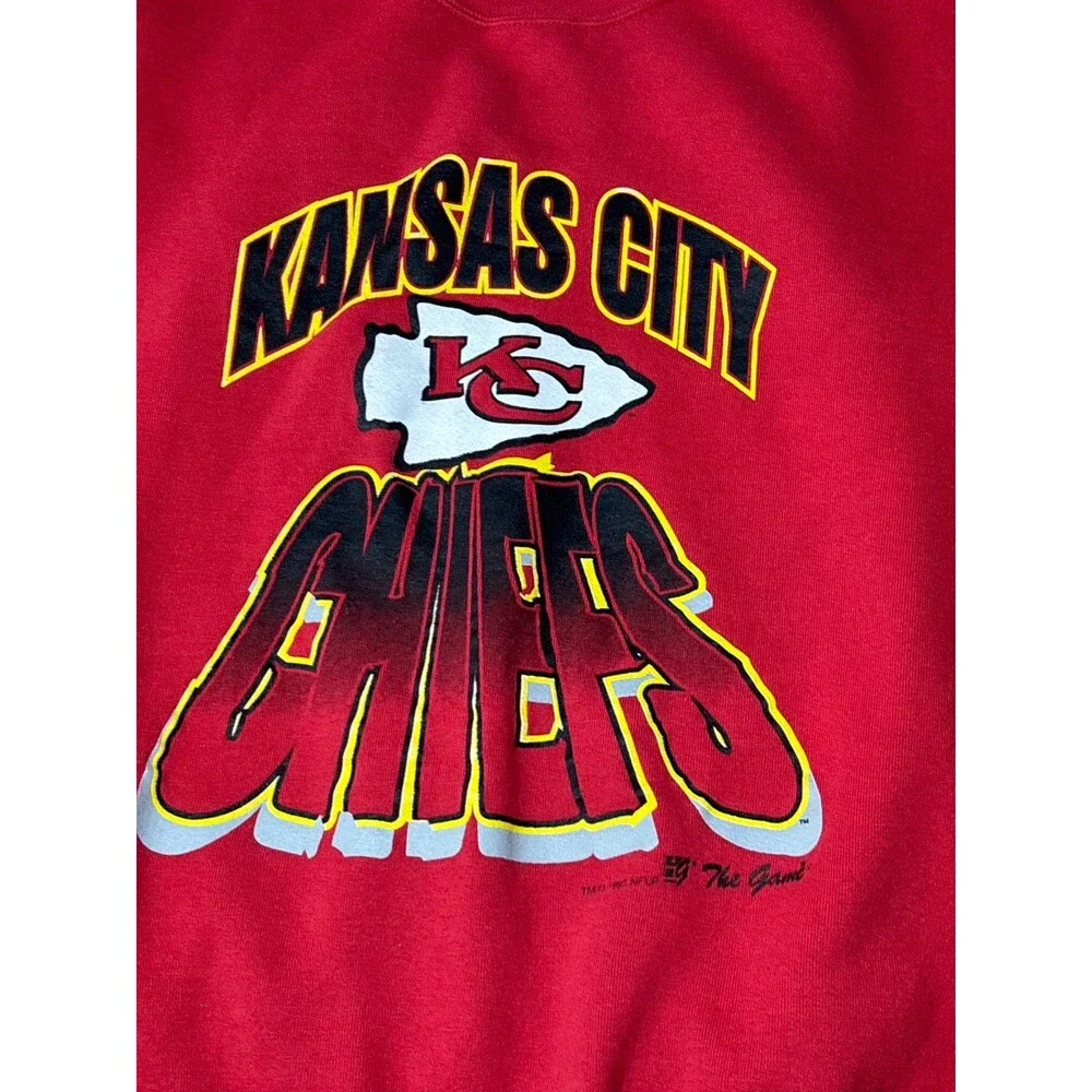 Vintage 90s The Game NFL Mens Kansas City Chiefs Crew Neck Size XL Red Sweater - Picture 6 of 6